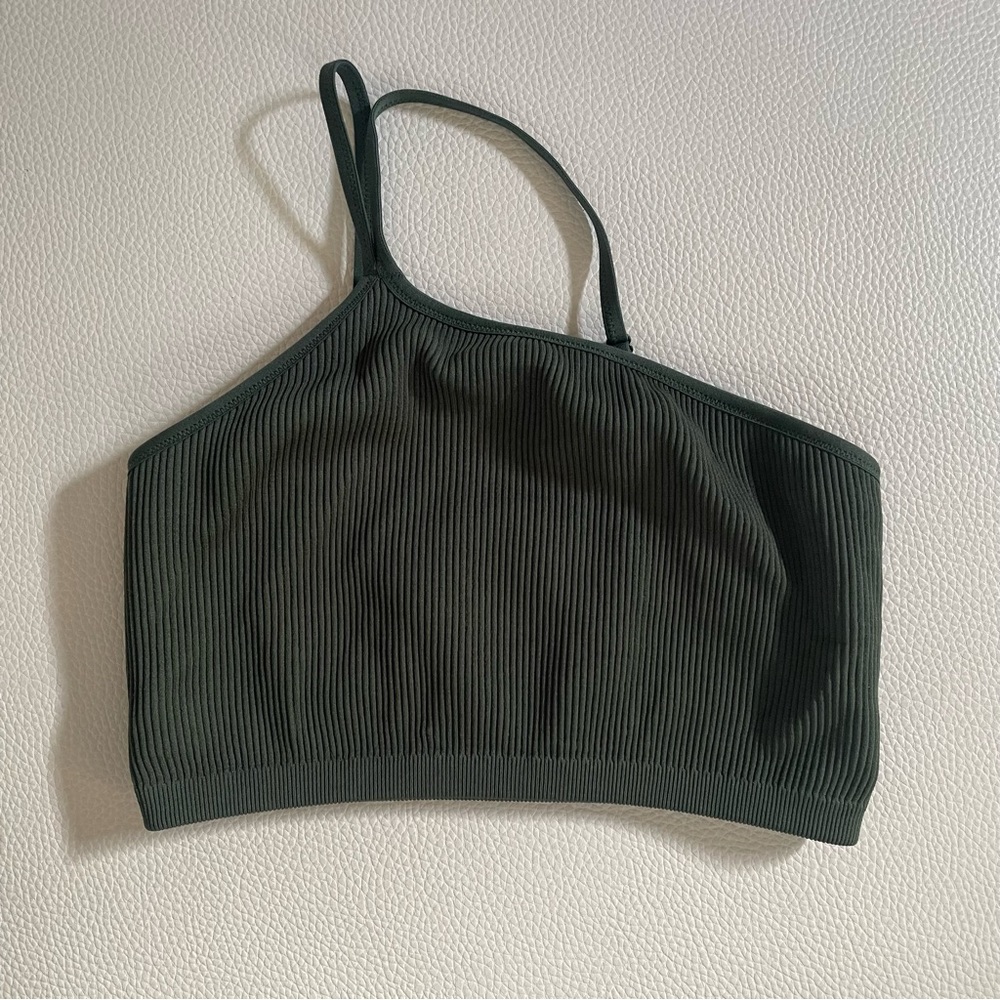 American Eagle Aerie Green One Shoulder Crop Top